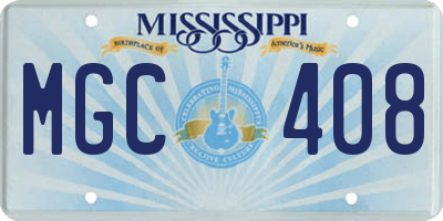 MS license plate MGC408