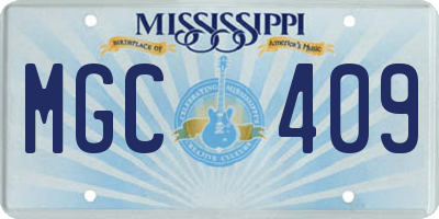 MS license plate MGC409