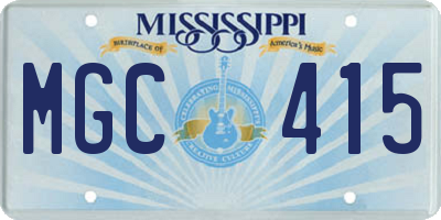 MS license plate MGC415