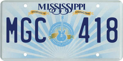 MS license plate MGC418