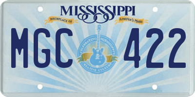 MS license plate MGC422
