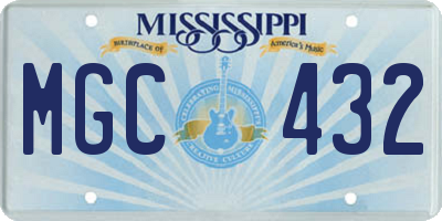 MS license plate MGC432