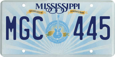 MS license plate MGC445