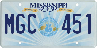 MS license plate MGC451