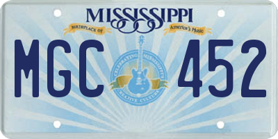 MS license plate MGC452