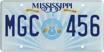 MS license plate MGC456