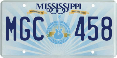 MS license plate MGC458