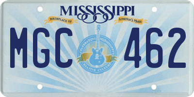 MS license plate MGC462