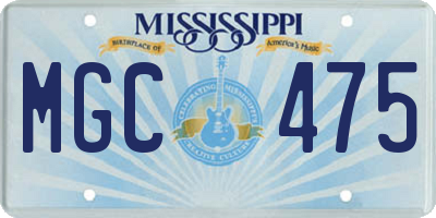 MS license plate MGC475