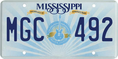 MS license plate MGC492