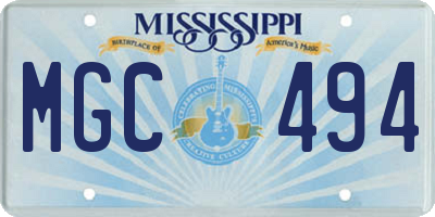 MS license plate MGC494