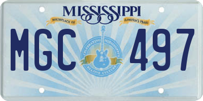 MS license plate MGC497
