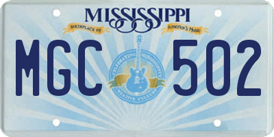 MS license plate MGC502