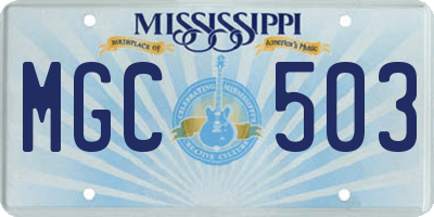 MS license plate MGC503