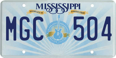 MS license plate MGC504
