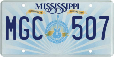 MS license plate MGC507