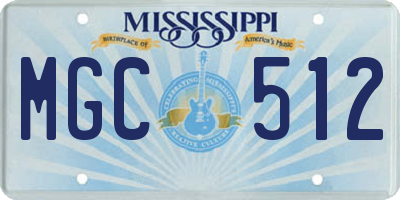 MS license plate MGC512