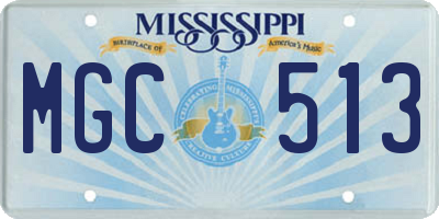 MS license plate MGC513