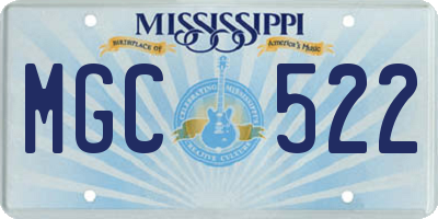 MS license plate MGC522