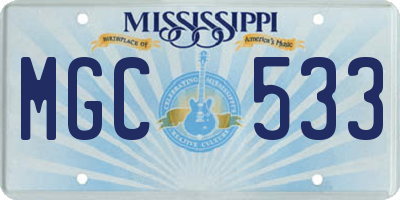 MS license plate MGC533