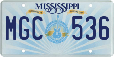 MS license plate MGC536