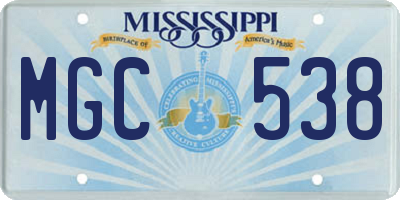 MS license plate MGC538
