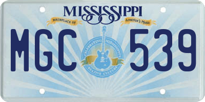 MS license plate MGC539
