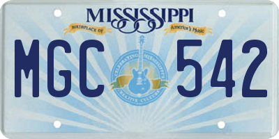MS license plate MGC542