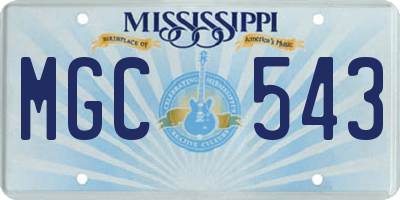 MS license plate MGC543