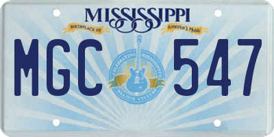 MS license plate MGC547