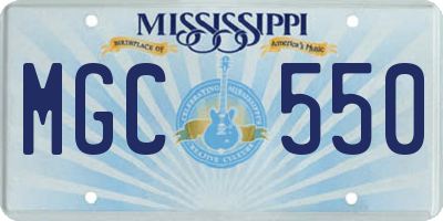 MS license plate MGC550