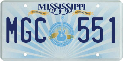 MS license plate MGC551