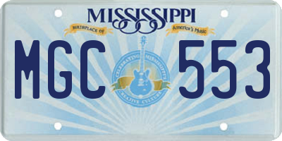 MS license plate MGC553