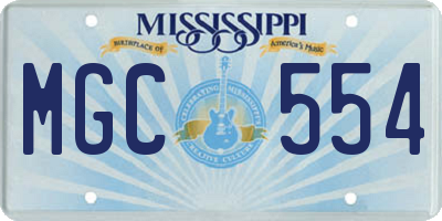 MS license plate MGC554