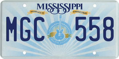 MS license plate MGC558