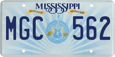 MS license plate MGC562
