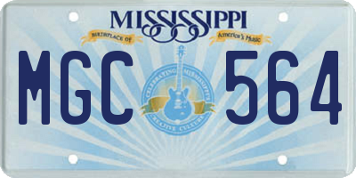 MS license plate MGC564