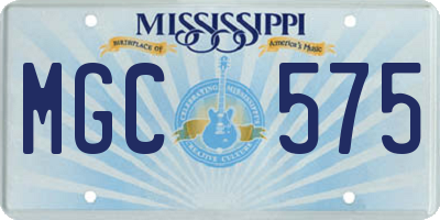 MS license plate MGC575