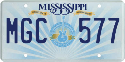 MS license plate MGC577