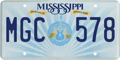MS license plate MGC578
