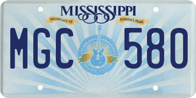 MS license plate MGC580