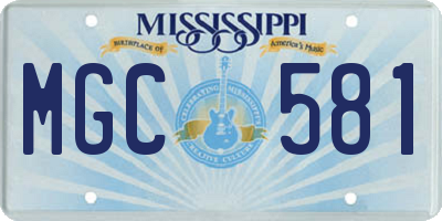 MS license plate MGC581