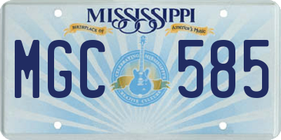 MS license plate MGC585