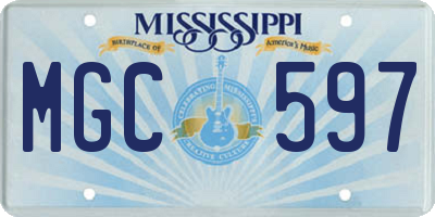 MS license plate MGC597