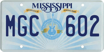 MS license plate MGC602