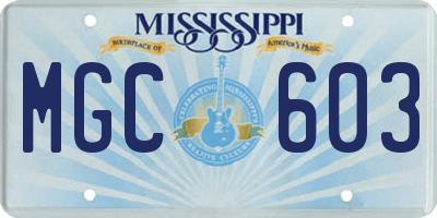 MS license plate MGC603