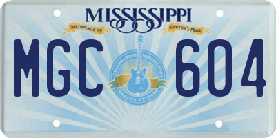 MS license plate MGC604