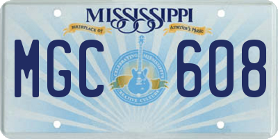 MS license plate MGC608