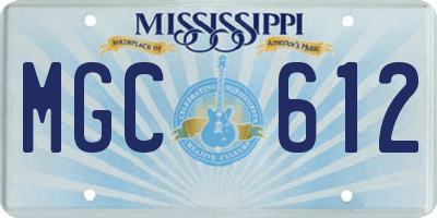 MS license plate MGC612