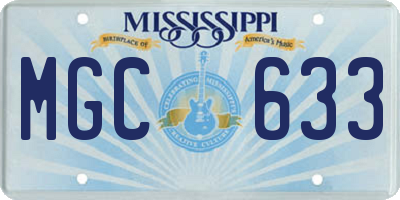 MS license plate MGC633